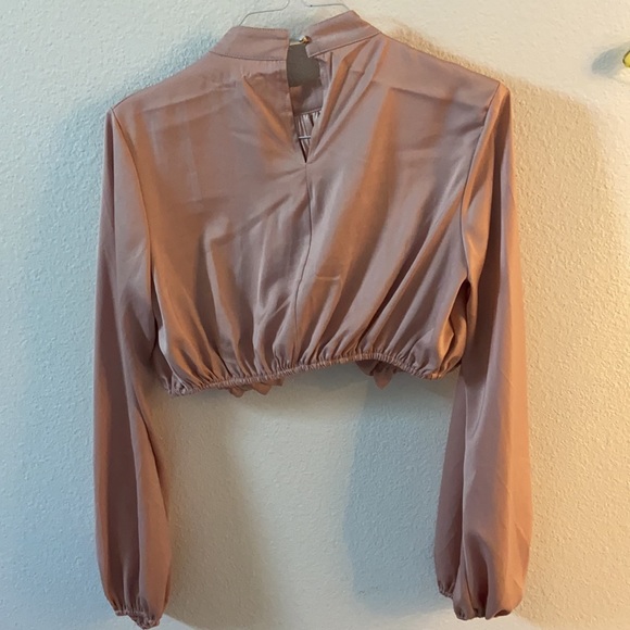 Long sleeve silk crop top - Picture 2 of 2